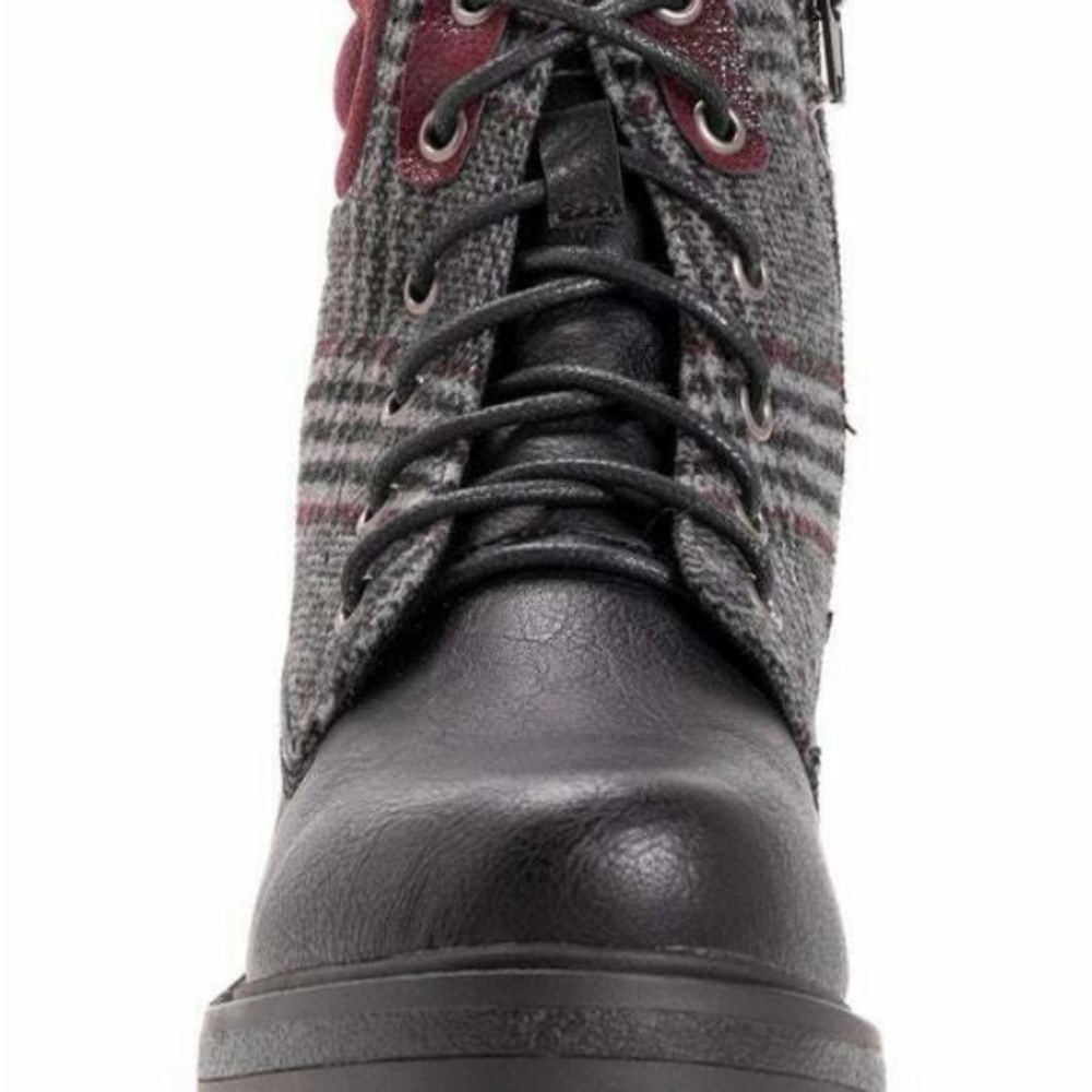 Muk Luks Women’s Catalina Lace Up Ankle Combat Boot Black/Marron/Plaid Sz. 9 NWT - Picture 5 of 8